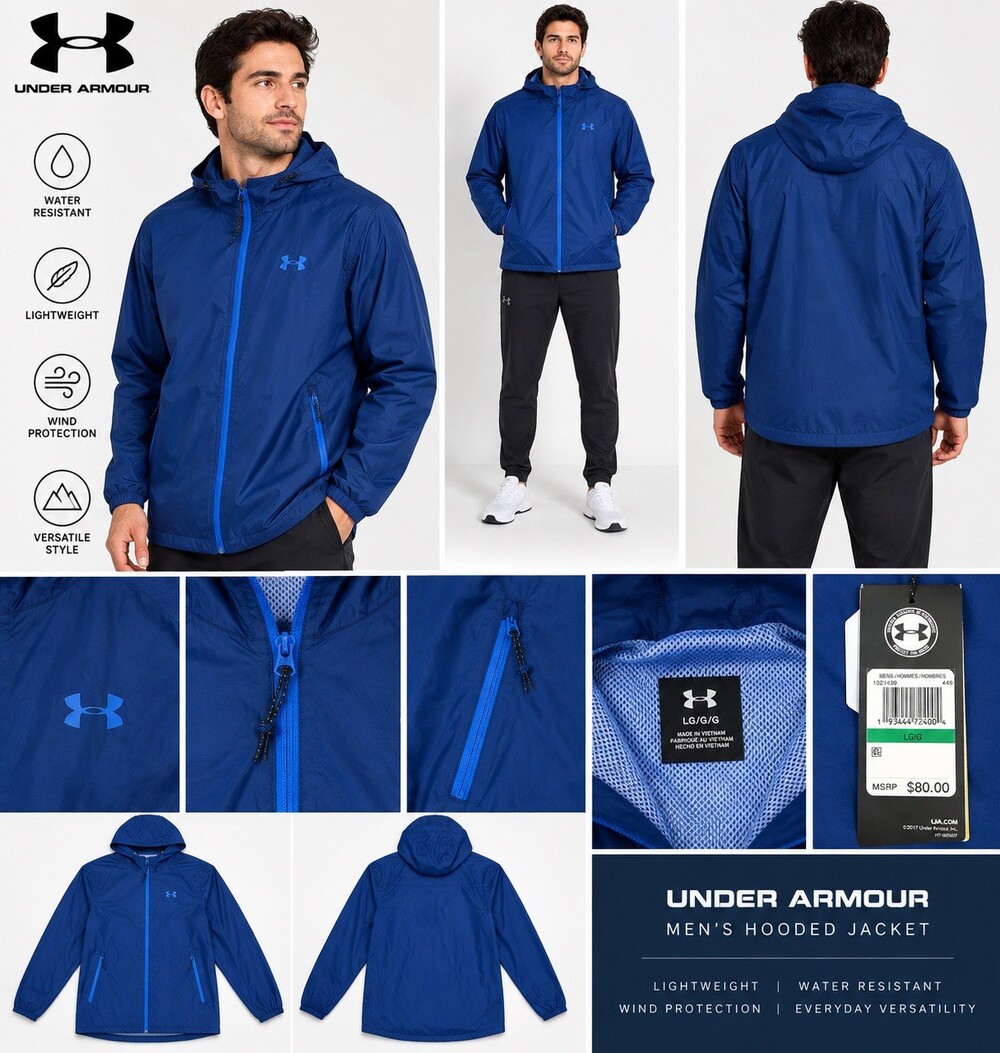 Under Armour UA Storm Forefront Rain Jacket Blue Size L